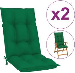 vidaXL Perne scaun cu spătar înalt, 2 buc. , verde, 120x50x7 cm, textil (314248)