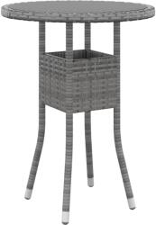 vidaXL Masă de grădină, gri, Ø60x75 cm, sticlă securizată/poliratan (310600)
