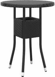 vidaXL Masă de grădină, negru, Ø60x75 cm, sticlă securizată/poliratan (310598)