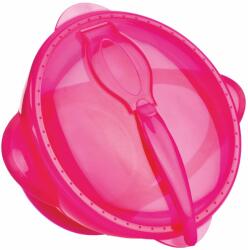 Nuby Bol cu ventuză, capac și lingură 6 m + roz (AGSID5419PINK) Set pentru masa bebelusi