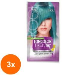 LONCOLOR Set 3 x Vopsea de Par Semi-permanenta fara Amoniac Loncolor Trendy Colors T9 Turcoaz Progresiv, 50 ml