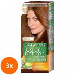 Garnier Color Naturals Set 3 x Vopsea de Par Permanenta cu Amoniac Garnier Color Naturals 6.41 Chihlimbar Dulce, 110 ml