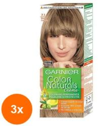 Garnier Color Naturals Set 3 x Vopsea de Par Permanenta cu Amoniac Garnier Color Naturals 7.1 Blond Cenusiu, 110 ml