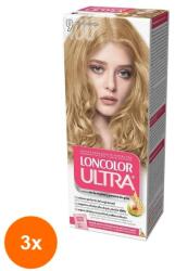 LONCOLOR Set 3 x Vopsea de Par Permanenta cu Amoniac Loncolor Ultra 9 Blond Deschis, 100 ml