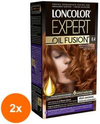 LONCOLOR Set 2 x Vopsea de Par Permanenta fara Amoniac Loncolor Expert Oil Fusion 6.4 Blond Aramiu Inchis, 100 ml