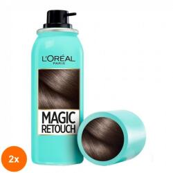 L'Oréal Set 2 x Spray Instant L'Oreal Paris Magic Retouch pentru Camuflarea Radacinilor Crescute, 2 Saten inchis, 75 ml