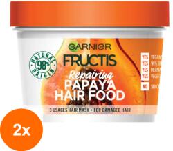 Garnier Fructis Set 2 x Masca pentru Par Garnier Fructis Hair Food Papaya, pentru Parul Deteriorat, 390 ml