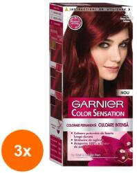 Garnier Set 3 x Vopsea de Par Permanenta cu Amoniac Garnier Color Sensation 4.6 Rosu Inchis Intens, 110 ml