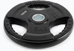 TREXO fekete gumírozott öntöttvas súlyzótárcsa 15 kg RW15