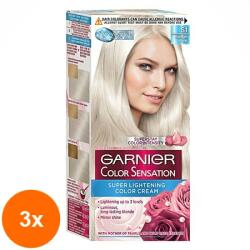 Garnier Set 3 x Vopsea de Par Permanenta cu Amoniac Garnier Color Sensation S1 Platinum Blond, 10 ml