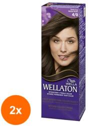 Wella Set 2 x Vopsea de Par Permanenta Wella Wellaton Intense Color Creme 4/0 Saten Mediu, 110 ml