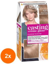 L'Oréal Set 2 x Vopsea de Par Semi-Permanenta fara Amoniac L'Oreal Paris Casting Creme Gloss 810 Blond Perlat, 180 ml
