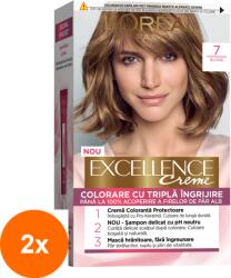 L'Oréal Set 2 x Vopsea de Par Permanenta cu Amoniac L'Oreal Paris Excellence Creme 7 Blond, 192 ml