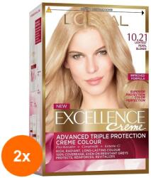 L'Oréal Set 2 x Vopsea de Par Permanenta cu Amoniac L'Oreal Paris Excellence Creme 10.21 Blond foarte Deschis Perlat, 192