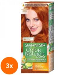 Garnier Color Naturals Set 3 x Vopsea de Par Permanenta cu Amoniac Garnier Color Naturals 7.40 Cupru Pasional, 110 ml