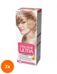 LONCOLOR Set 3 x Vopsea de Par Permanenta cu Amoniac Loncolor Ultra 10.22 Blond Rose, 100 ml