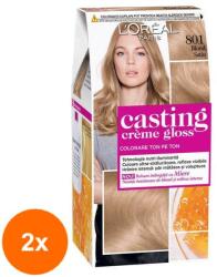 L'Oréal Set 2 x Vopsea de Par Semi-Permanenta fara Amoniac L'Oreal Paris Casting Creme Gloss 801 Blond Satin