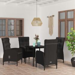 vidaXL Set mobilier de grădină cu perne, 5 piese, negru (3099366)
