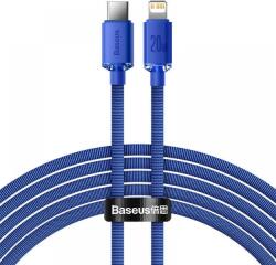 USB Type-C töltő- és adatkábel, Lightning, 200 cm, 20W, gyorstöltés, PD, cipőfűző minta, Baseus Crystal Shine, CAJY000303, kék