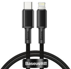  USB Type-C töltő- és adatkábel, Lightning, 200 cm, 20W, törésgátlóval, gyorstöltés, Baseus, CATLGD-A01, fekete