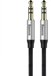 Baseus Audió kábel, 2 x 3, 5 mm jack, 100 cm, cipőfűző minta, Baseus Yiven M30, fekete/ezüst (CAM30-BS1) - tok-shop