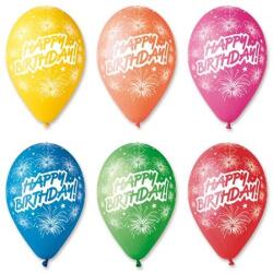  Léggömb 30cm-es 10db/csomag Happy Birthday felirattal tüzijáték (11-PRINTHBTUZIJAT)
