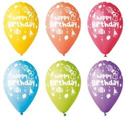 Léggömb 30cm-es 10db/csomag Happy Birthday felirattal bohócos (11-PRINTHBBOHOC)