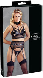 Cottelli Collection Bondage - csipke fehérnemű szett bilinccsel (fekete) (22133461031) - sexshopcenter