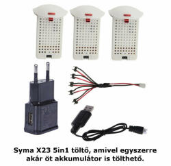 SYMA X23-X23W-21-Charger 5-1 töltő szett + 3 db akkumulátor fehér - alamodell