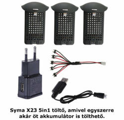 SYMA X23-X23W-21-Charger 5-1 töltő szett + 3 db akkumulátor fekete - alamodell