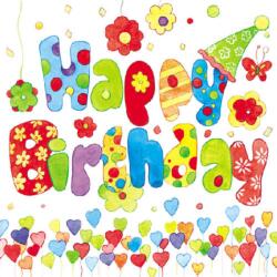 Ambiente Happy Birthday papírszalvéta 33x33cm, 20db-os