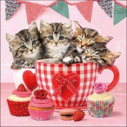 Ambiente Cats in Tea Cups papírszalvéta 33x33cm, 20db-os