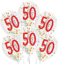 Amscan Happy Birthday 50 konfettivel töltött léggömb, lufi 6 db-os (DPA9909841) - eking