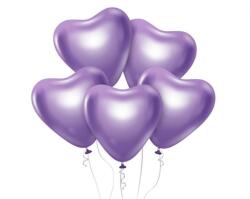 Amscan Platinum Light Purple szív léggömb, lufi 6 db-os 12 inch (30cm) (MLG165104)