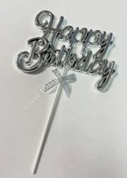  Tortadísz Happy Birthday - ezüst