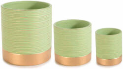 Decorer Set 3 ghivece ceramica verde aurie 13x13.5 cm, 9.5x9 cm, 6.5x7.5 cm (A71.45.05)