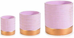 Decorer Set 3 ghivece ceramica mov aurie 13x13.5 cm, 9.5x9 cm, 6.5x7.5 cm (A71.45.04)