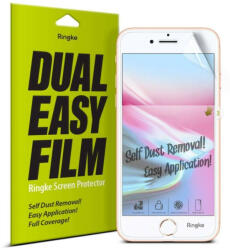 Ringke Set 2x Folie Compatibila cu iPhone SE 2020 / Compatibila cu iPhone 8 / Compatibila cu iPhone 7 / Compatibila cu iPhone 6S / Compatibila cu iPhone 6, Auto-Curatare, Ringke Dual Easy, Transparent