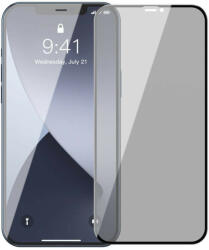 Baseus Set 2 x Folie Compatibila cu iPhone 12 Mini, Sticla Securizata 3D, 0.23mm, Full Screen, Anti-Spy, Baseus, Cu Rama, Negru
