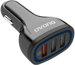 Dudao Incarcator Auto, Dudao, 3x USB, Quick Charge 3.0 QC3.0 / 2.4A, 18W, Negru