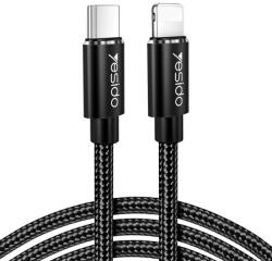 Yesido Cablu Compatibil cu Mufa Lightning - USB Tip C, 18W, 2.4A, 1.2m, Yesido (CA-56) Negru