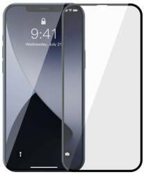Baseus Set 2 x Folie Compatibila cu iPhone 12 Mini, Full screen, 0.3mm, Sticla Securizata cu Rama Neagra