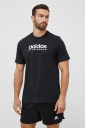 Adidas pamut póló fekete, nyomott mintás - fekete L
