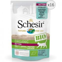 Schesir Bio Kitten nedves macskaeledel, csirke, 16 x 85 g