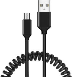  Spirál USB - Micro USB kábel 2A 1m fekete