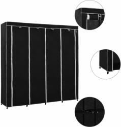 vidaXL Șifonier cu 4 compartimente, negru, 175 x 45 x 170 cm (282445) Garderoba