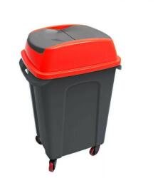 PLANET Hippo Billenős Szelektív hulladékgyűjtő szemetes, műanyag, antracit/piros, 50L (UP237P)