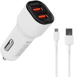 S-Link Autós töltő - SL-EC30M (2db USB, 5V/2.4A/3, 4A, 17W, Micro usb, 100cm adat+töltőkábel, fehér) Mobil (35679)