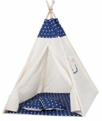  Gyermek sátor Teepee párnákkal, Csillagok kék színben (TIP08)