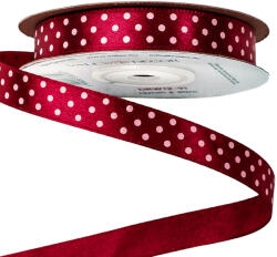 Valex Decor Fehér pöttyös szatén szalag 12mm x 20m - Bordó (DRW12-91)